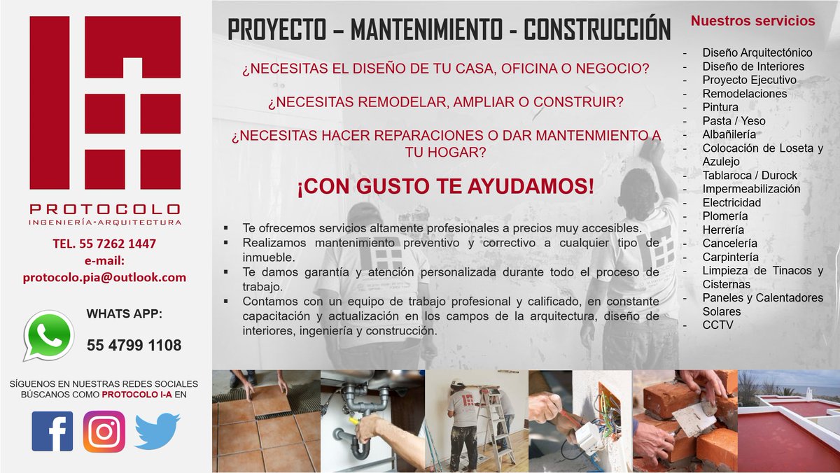 ProtocoloIA's tweet photo. Con gusto podemos ayudarte a realizar el proyecto que tienes en mente!
#PIA #protocoloia #arquitectura #ingeniería #proyectoarquitectonico #diseñoarquitectonico #remodelaciones #construcción #archidesign #mexicanarchitecture #interiorismo #desing #interiordesign #mantenimiento https://t.co/eug0cqgDAB