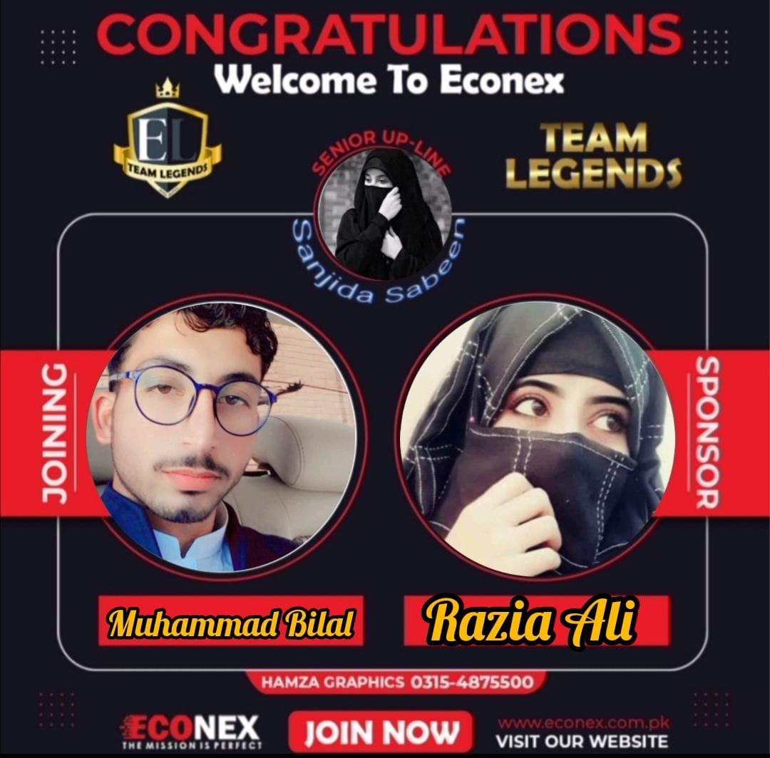Syeda12344's tweet photo. ∆ _Welcome To ECONEX Team LEGENDS Fastest Growing Network in The Pakistan ❤️_ 
Congratulations 🎉🎉
  You Started A Digital Business With Econex*
----------------------------------------
Sponsored By : *RAZIA ALI
Joiner : *Muhammad BILAL
#onlinejobs https://t.co/8WxrVkIsjf