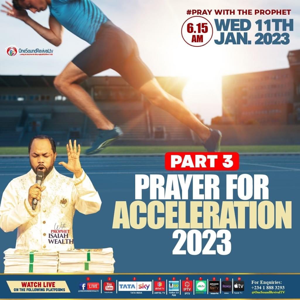 MMichaels_'s tweet photo. Join Prophet Isaiah Wealth for Part 3 of Prayer For Acceleration 2023 this Wednesday 11th January 2023 on Facebook and YouTube @ OneSound Revival TV at 6:15AM GMT+1
#onesoundrevivaltv
#prophetisaiahwealth
#praywiththeprophet
#newyear2023
#Acceleration
#fulfilment
#promise https://t.co/8XAhFJA5hN