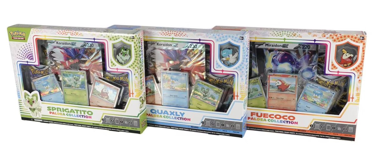 We opened up All 3 Starter Pokémon Paldea Collection Boxes for a product preview &amp; now we're GIVING AWAY a set of 3 sealed boxes to 1 of our followers! 🚨

To Enter:
• Follow Us 
• RT &amp; Like this tweet
• Reply w/ your favorite Pokémon

Winner announced 01/13!