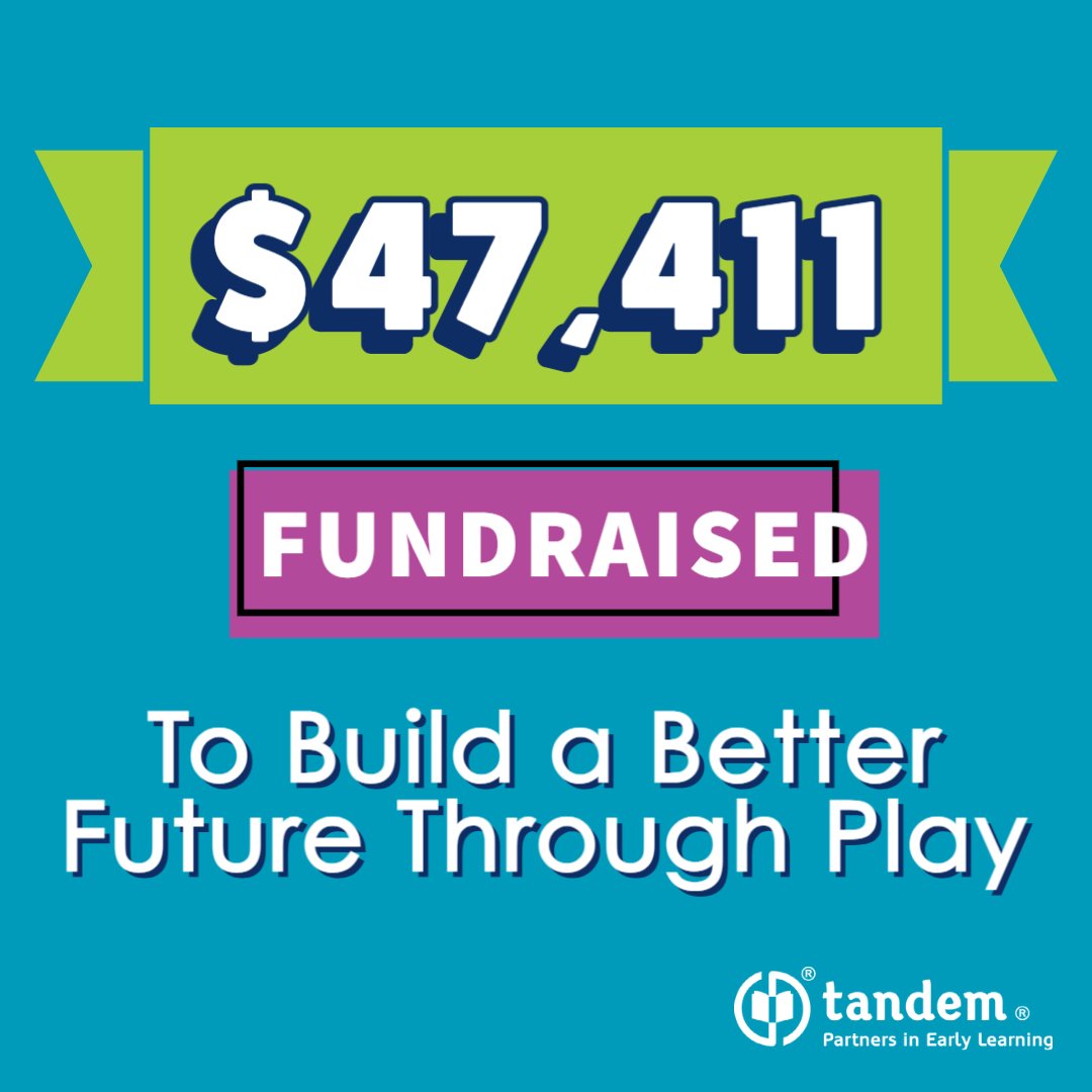 Thank you to our donors that raised $47,411 to Build a Better Future Through Play! This will help provide equitable, play-based learning to thousands of children in the Bay Area. 
You can still donate today though and help us reach our goal! 
secure.givelively.org/donate/tandem-…