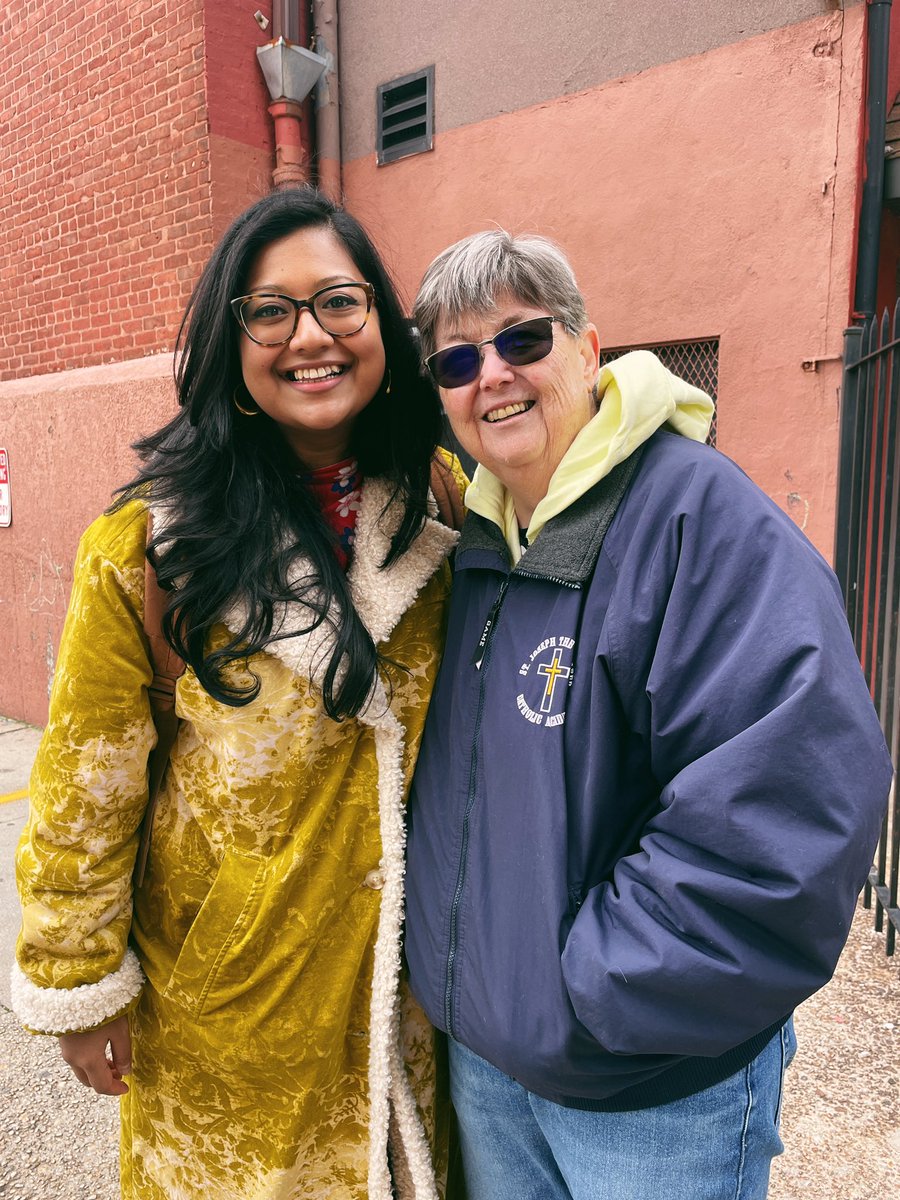 ShahanaFromBK's tweet photo. What an unexpected reunion with my 6th grade teacher, Ms. Butler! She’s got those transition glasses, wrapped up 50 years as an educator, and now at the Saint Joseph the Worker Catholic Academy in Windsor Terrace.

I hated middle school😩, and she was not one of the reasons why! https://t.co/toNBMgIg40