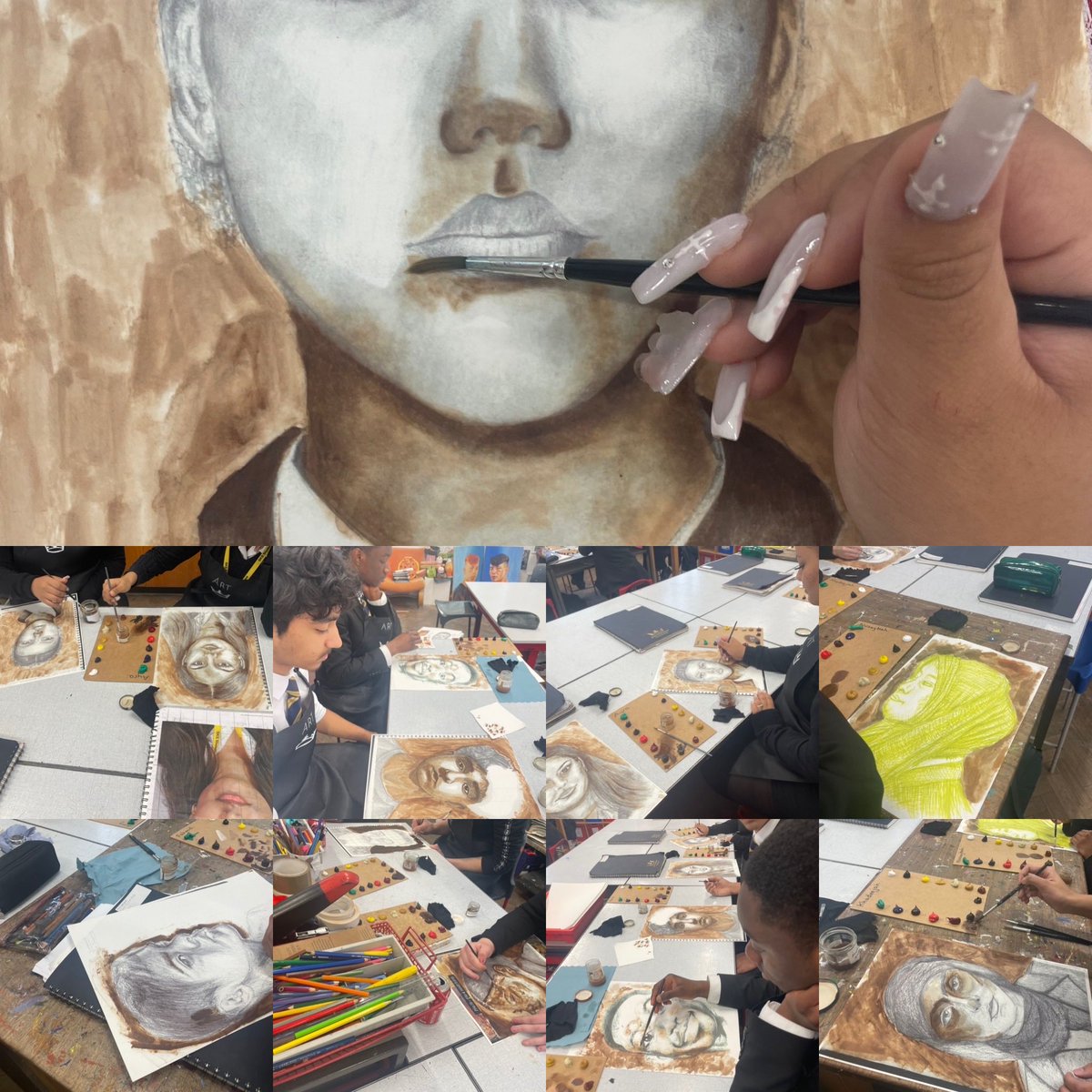 AlbermarleArt's tweet image. #underpainting time! #rawumber #burntumber #chooseart #artcraftdesign #selfportrait 👑