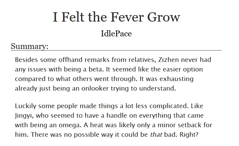 IdlePace's tweet photo. Spice first thing in the new year? It's just starting off on the right foot. Please check the tags before reading!

❣️ #zhenyi #mdzs 
❣️ 1st part of 3 in total, explicit rating for the later parts
❣️ Modern A/B/O https://t.co/IFoU2kkAL8