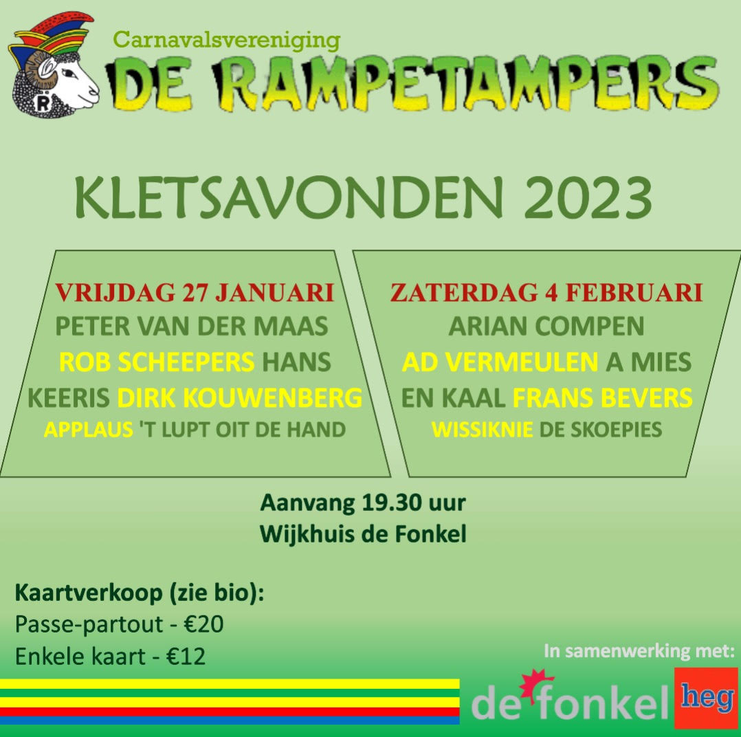 Rampetampers's tweet image. Zin in twee avonden lachen? Bestel snel: ticketview.nl/shop/rampetamp…
 #kletsavond #Helmond #carnaval