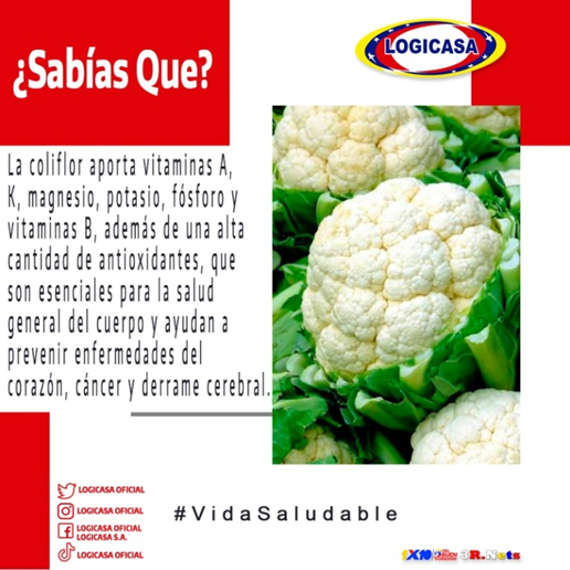 LogicasaOficial's tweet photo. #10Ene #MartesSaludable || La #Coliflor tiene múltiples vitaminas que benefician al cuerpo humano, es alto en potasio, fósforo y magnesio.
#JuntosPorLaPatria🇻🇪✊ https://t.co/GIXfk1aiWZ