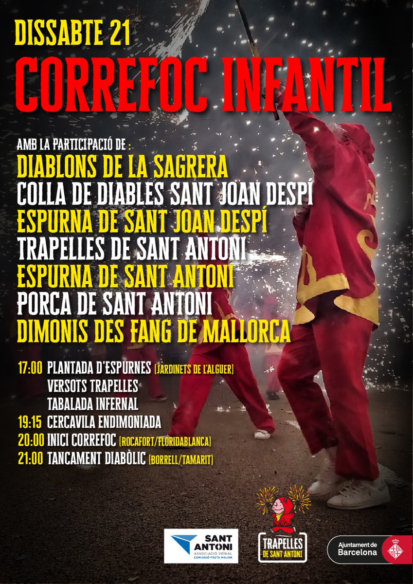 DiablesTrapes's tweet image. Doncs ja les tenim aquí! Comencen les primeres festes de l&apos;any!🥳 I per fer-ho ben sonat no tindrem una #Espurna sino dues! Qui serà???🐲🔥

Diss 21,amb les colles de StJoan Despí i la Sagrera, i amb l&apos;actuació especial dels Dimonis Des Fang, de Mallorca. No hi falteu! #FMSA23