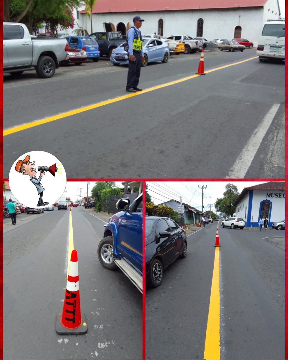 Mantenimiento de pintura horizontales en calle segunda de Santiago, alrededores del parque y la iglesia, trabajo realizado por el departamento de señalización de la <a href="/ATTTPanama/">Autoridad del Tránsito</a> Veraguas.
<a href="/CarlosReyesMa15/">Carlos Reyes Marin.</a>