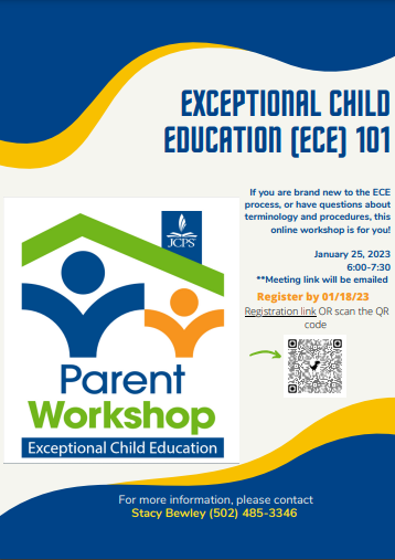 Do you have families in your schools who are new to the ECE process? Please share our next Parent Workshop opportunity with them! ECE 101 is happening virtually on 01/25, 6:00-7:30 PM. Come join us! <a href="/JCPSKY/">JCPS</a>