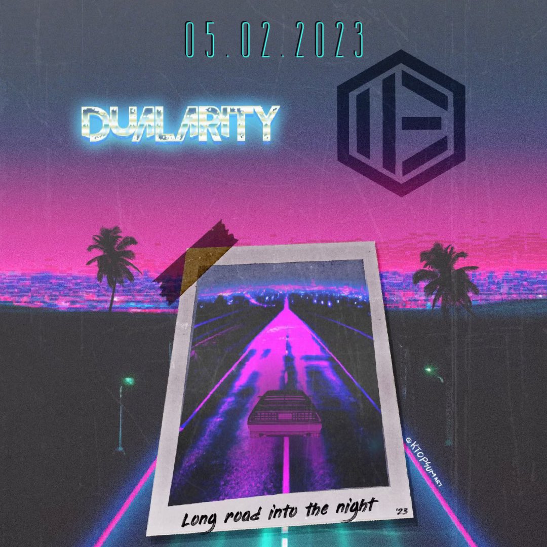 Welcome to 2023! Our first song of the year and collab ‘Long Road Into The Night’ is releasing on the 5th February. We at Dua and Edictum have worked very hard on this track and we are proud of it. 
Artwork by the amazing ktopiumart.
#music #synthwave #darkwave #rock #artist
