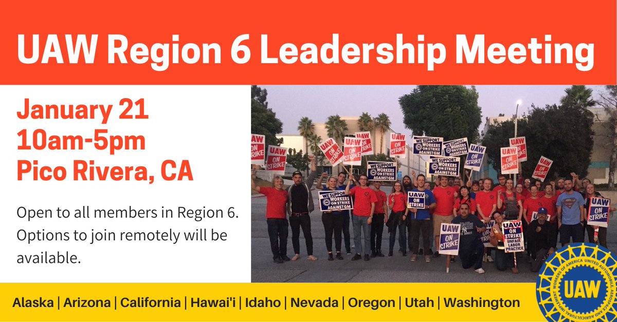 UAW members in Region 6! Join fellow members from across the region to discuss all we have accomplished this year, and to collectively make plans for organizing and building power in the coming years. For more info & to register, contact your Local Union.