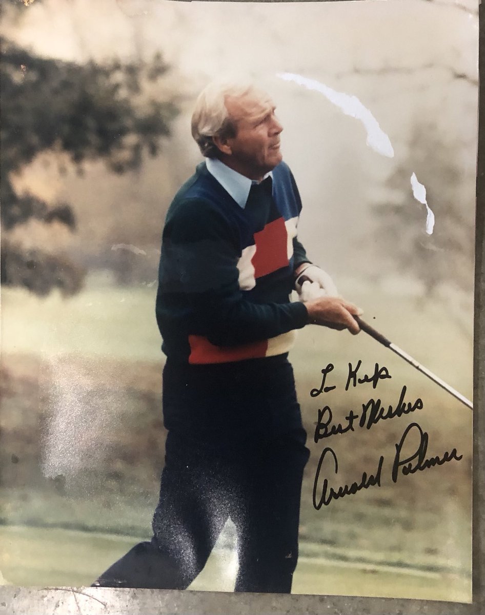 KipHenley's tweet photo. Long ago I was on the Arnie Palmer Staff. One year he sent me this. It says “La Kip Butt Nukes” I never knew what he meant. https://t.co/N3BZ5LrmtF