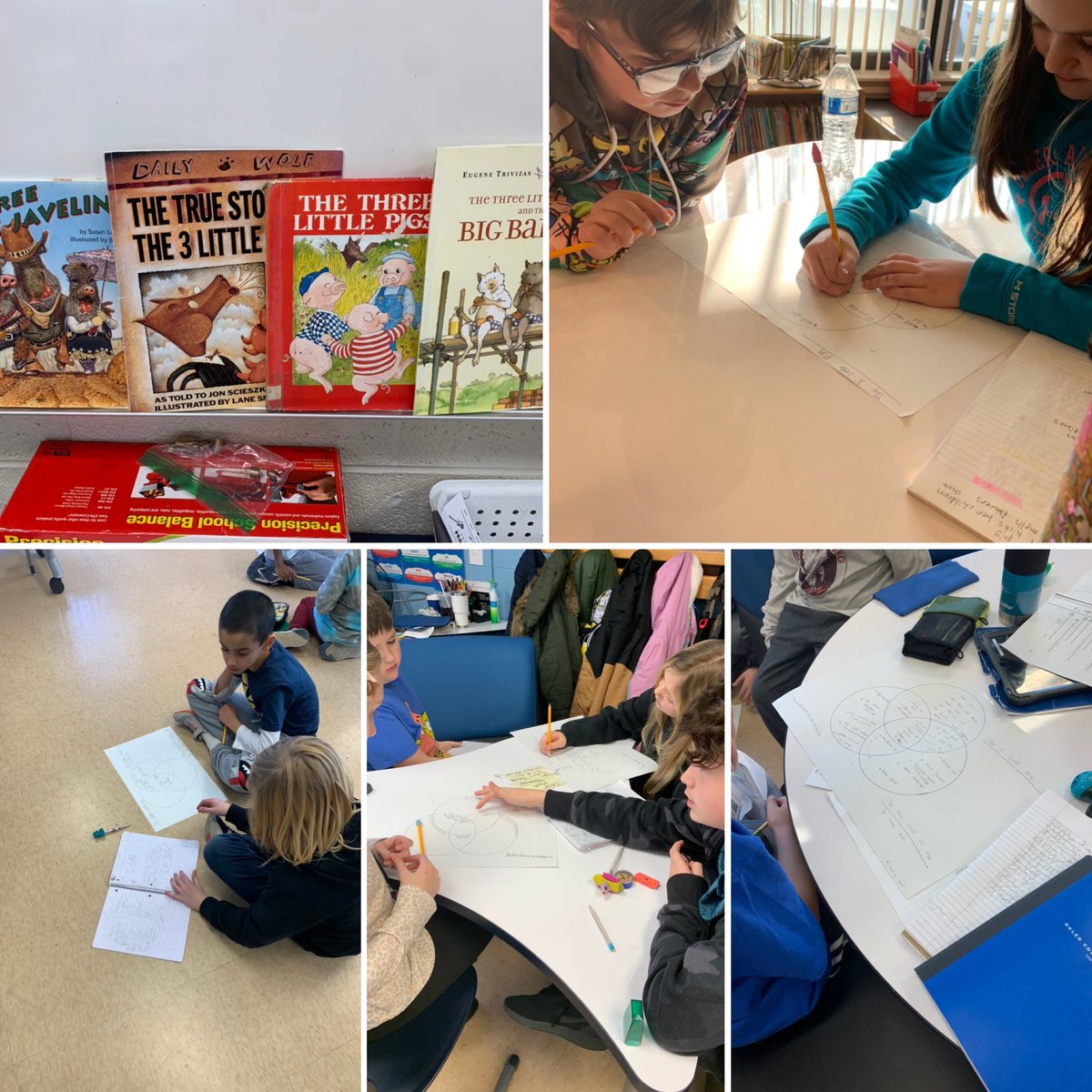 Compare &amp; Contrast of 4 perspectives of the classic Little Pigs story! I heard some amazing conversations!! #teamwork #analyze #fraserfamily #teamtwain