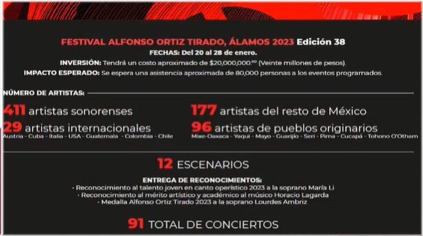 SolASolNoticias's tweet photo. Anuncia Beatriz Aldaco, directora de @ISCsonora cartelera artística de Festival Alfonso Ortiz Tirado. Participará @ArturoChaconC y @SusanaZabaleta serán 91 conciertos culturales en total. @gobiernosonora ¡No te lo puedes perder! https://t.co/B3ol8m5ZDI