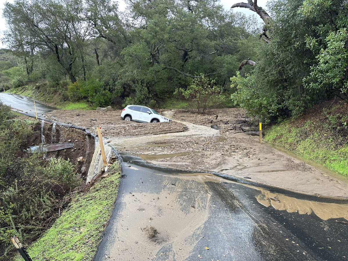 SBCFireInfo's tweet photo. Rancho Oso- Approx. 400 people &amp; 70 horses isolated by mud and debris across the road way.  SBC Fire Construction Section responding to clear roadway &amp; escort them out as roads reopen.  No medicals or injuries reported. https://t.co/9RQS4eW5NB