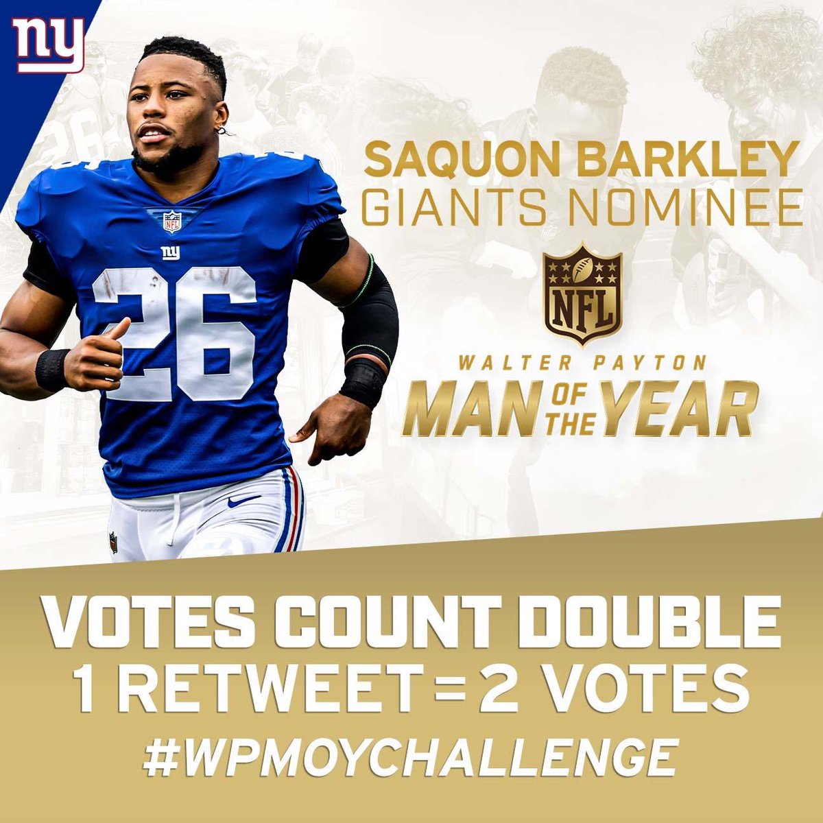_jlove20's tweet image. RT to help @saquon win the
WPMOY Charity Challenge !!
RT = TWO VOTES
#WPMOYChallenge + Barkley