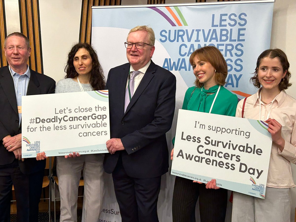 We’re grateful to <a href="/Jackson_Carlaw/">Jackson Carlaw</a> and all the MSP sponsors who have helped us organise our #LessSurvivableCancersAwarenessDay event in Holyrood.

Excellent to see our parliamentary supporters listening to our advocates and learning more about our six cancers.