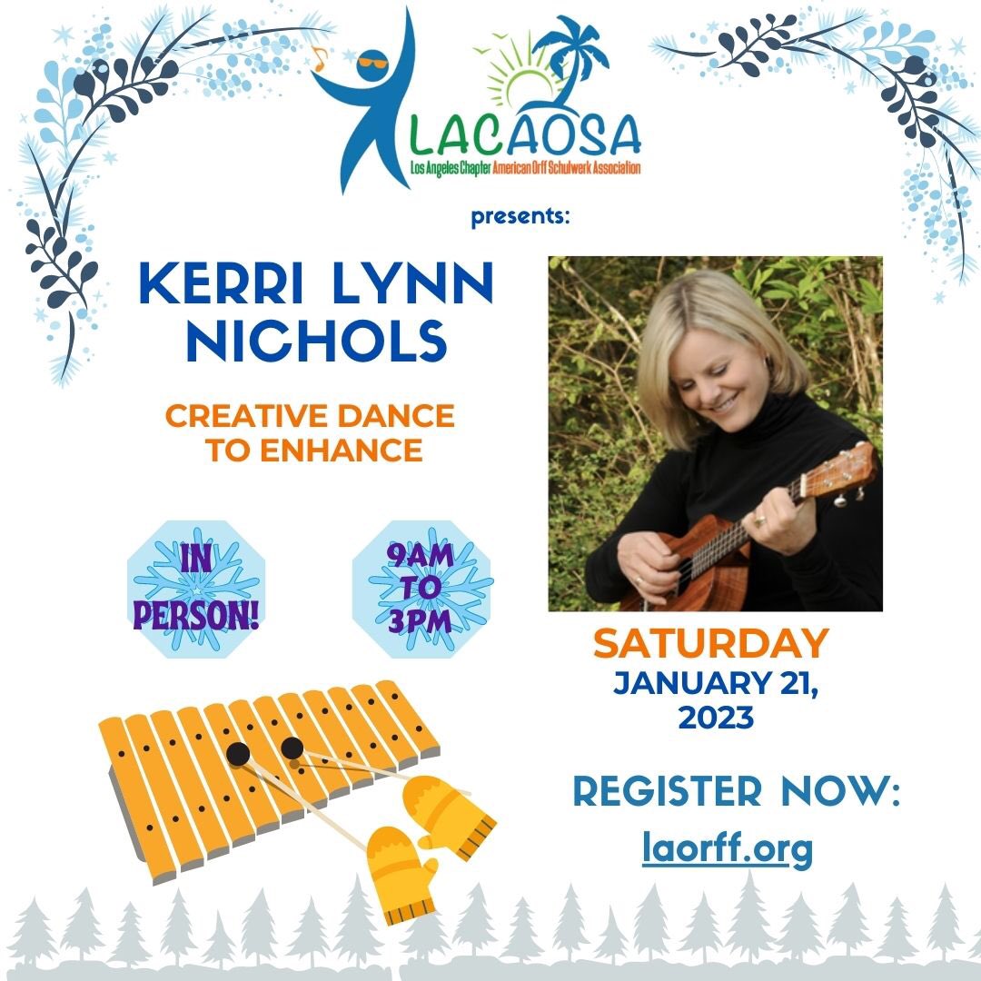 L.A. Orff workshop with Kerri Lynn Nichols on Saturday, 01/21 from 9 a.m. to 3 p.m. in Pasadena! register now:

laorff.org

#music #musician #orff #orffshulwerk #orffmusic #musicteachers #musiceducation #musiced #pd #orffposse #orffteacher #elementarymusic