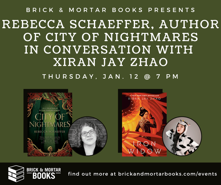 ShopRedmond's tweet photo. 📚 @BrckMrtrBooks is thrilled to welcome to the store young adult author Rebecca Schaeffer to celebrate the release of her new novel, City of Nightmares, in conversation with Iron Widow author Xiran Jay Zhao! 
📚 Find out more: https://t.co/z72gwoubj2 https://t.co/deoeCfMAaL