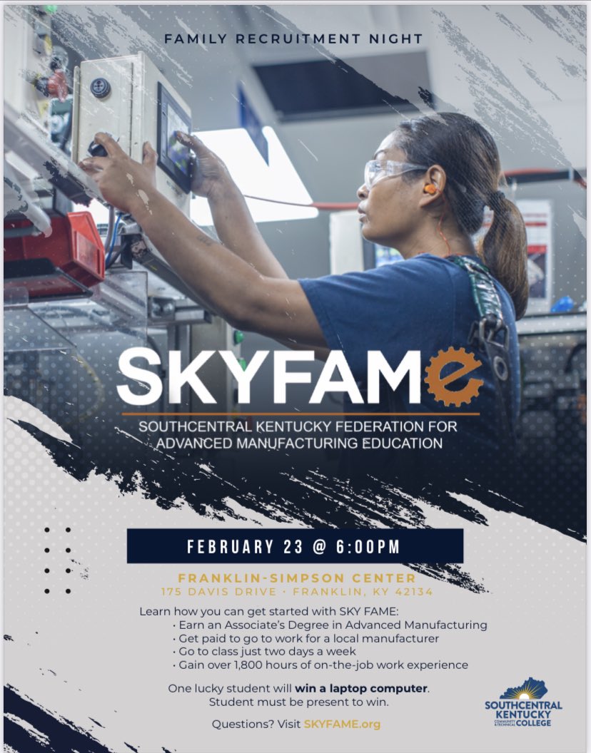 The 2023 SKY FAME application is now LIVE! skyfame.org Srs interested in Adv Manufacturing should apply. Work, get paid, & earn a degree at the same time. Check your email for a video. The SKYFAME rep will be at BCHS doing a recruitment visit on Feb 2nd.