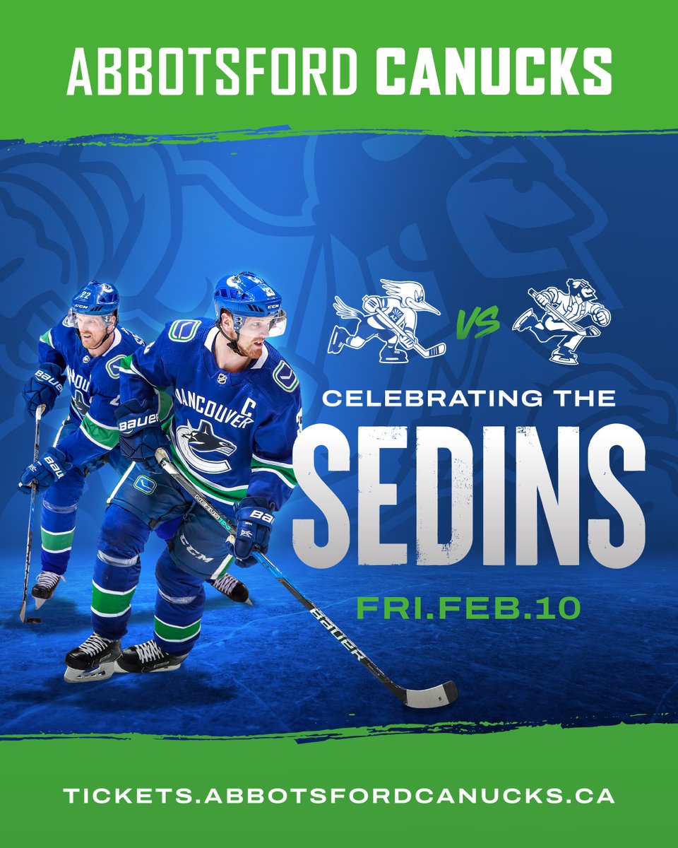 The Abbotsford Canucks announce "Celebrating The Sedins" on Friday, February 10

Join us for a special event honouring the legendary careers of Henrik and Daniel Sedin ahead of our clash with Tucson

Click here for the full release ➡️ bit.ly/3GUoINV