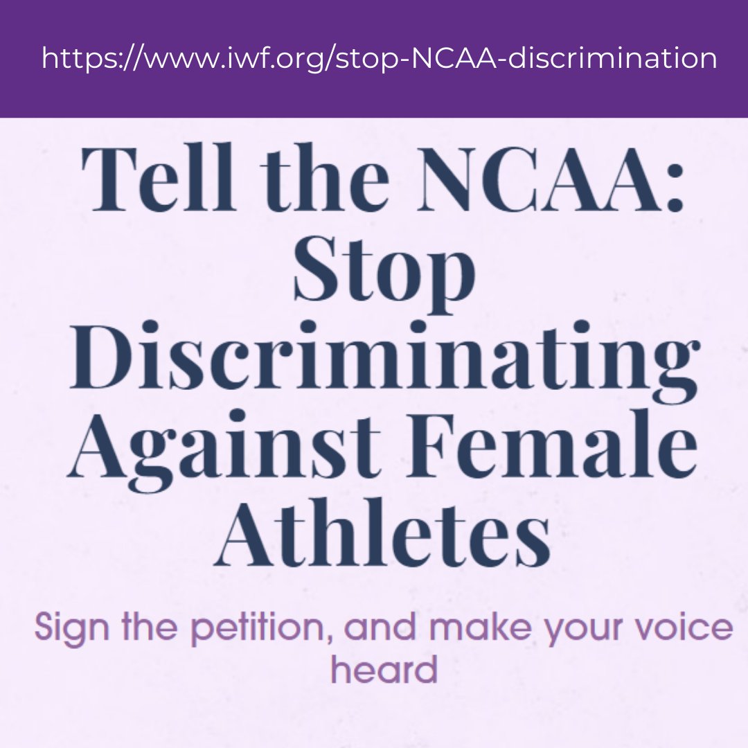 TAKE ACTION! Demand the NCAA stop discriminating against women!! Sign the petition.
#AllIssuesAreWomensIssues #iwn #iwv #iwf 
@IWV @IWN @IWF
iwf.org/stop-NCAA-disc…
#womensrights #womenssports #womenhelpingwomen #titleix #womeninleadership #christianblog #christianpodcast