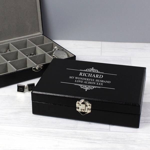 Our Personalised Large Cufflink Compartment Box is a stylish and unique gift for him on any occasion. bit.ly/3jVinst