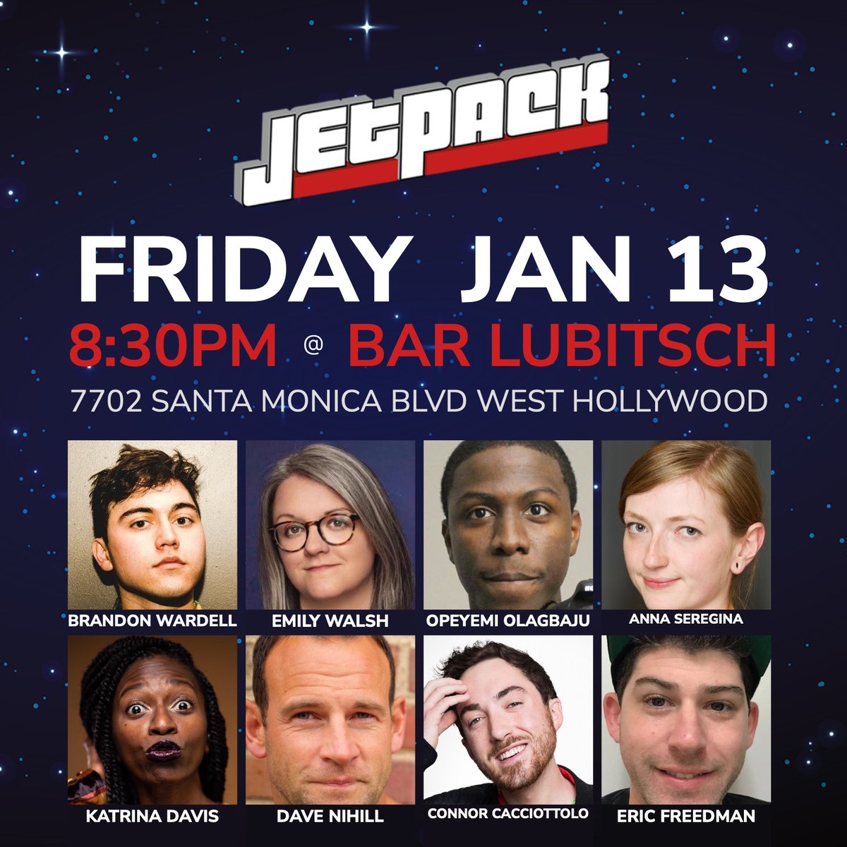 This Friday! No more rain, only Jetpack. 🚀

@ericjfreedman
@PeetGuercio
<a href="/Opeyemi/">Durojaye  Enitan</a>
<a href="/cacc___/">Cacc 1/1</a>
@KatrinaSivad
<a href="/touchingcheeses/">Anna Seregina</a>
<a href="/davidnihill/">David Nihill</a>
@BrandonWardell
<a href="/thefunnywalsh/">Emily Walsh</a>

Get tickets: jetbook.co/e/jetpack537e