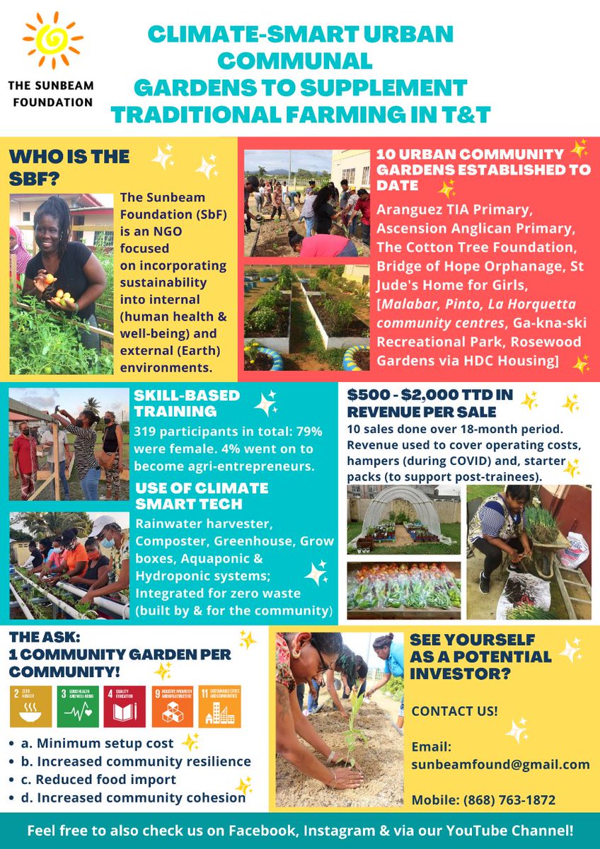 Sunbeamfound's tweet photo. Want to know more about the @Sunbeamfound? Take a read of the poster highlighting our most recent UNDP GEF SGP funded project presented by our Chairperson &amp; Director of Marketing &amp; Communication: Ms. Rhea King-Julien at the SDG Environmental Conference, Hyatt, T&amp;T (14/12/2022).👇🏽 https://t.co/0y04OCsWds