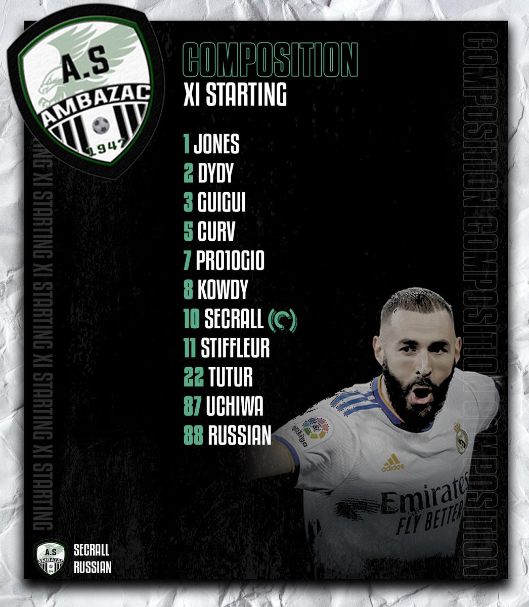 Voici le 𝑿𝑰 de l'AS Ambazac pour cette grosse soirée de compétition ! 

🎥 Rendez-vous sur Youtube dès 𝟐𝟏𝐇𝟎𝟎

#TeamASA⚪️⚫️