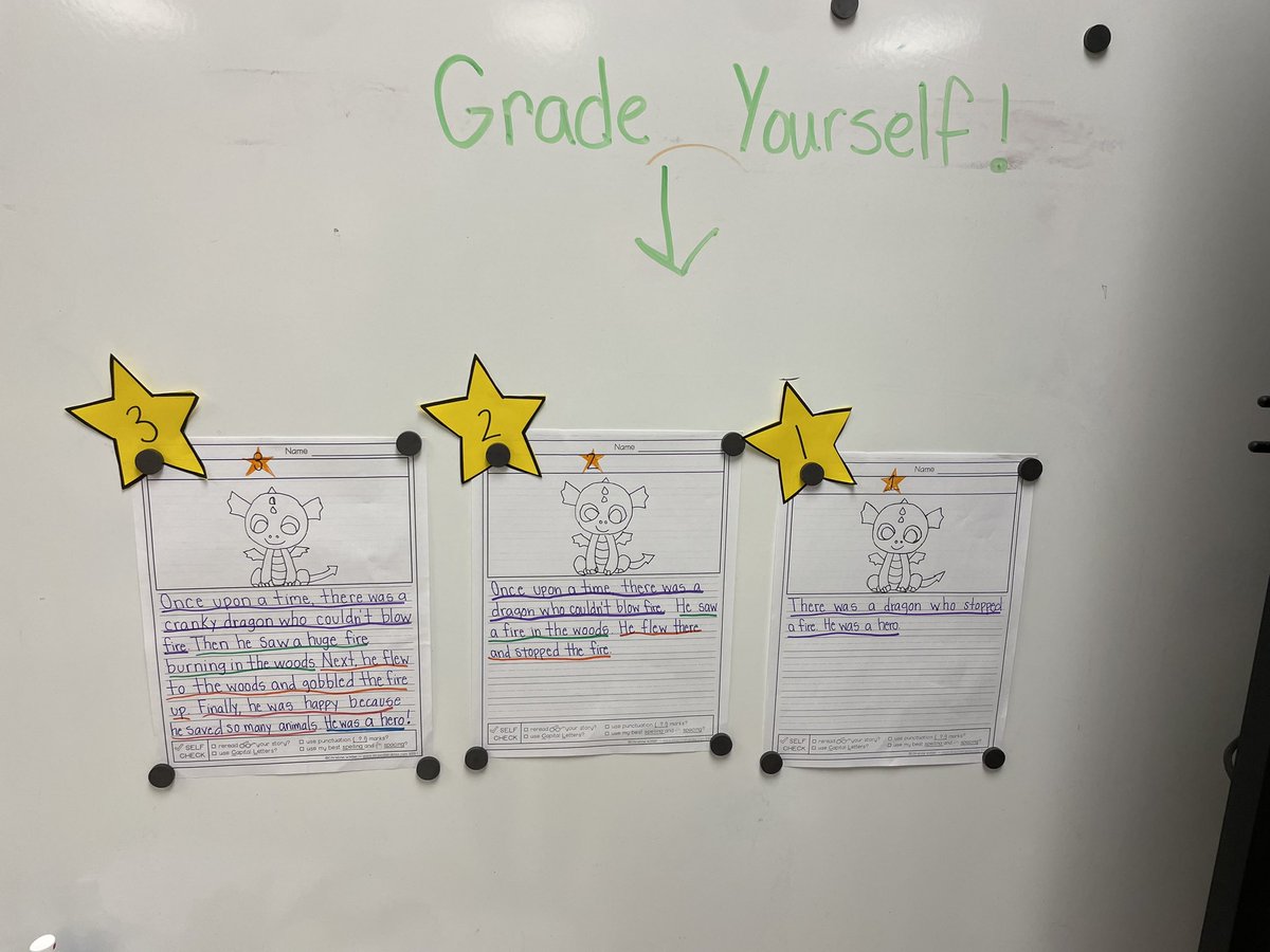 Our kids are becoming the best little authors. We added some stories to our writing wall. Now we are moving to Narrative! The kids are doing awesome grading themselves. Writing fairytales are going to be so much fun! <a href="/Matt_Kimbrell68/">Matt Kimbrell</a>  #secondgrade #writing #imagination