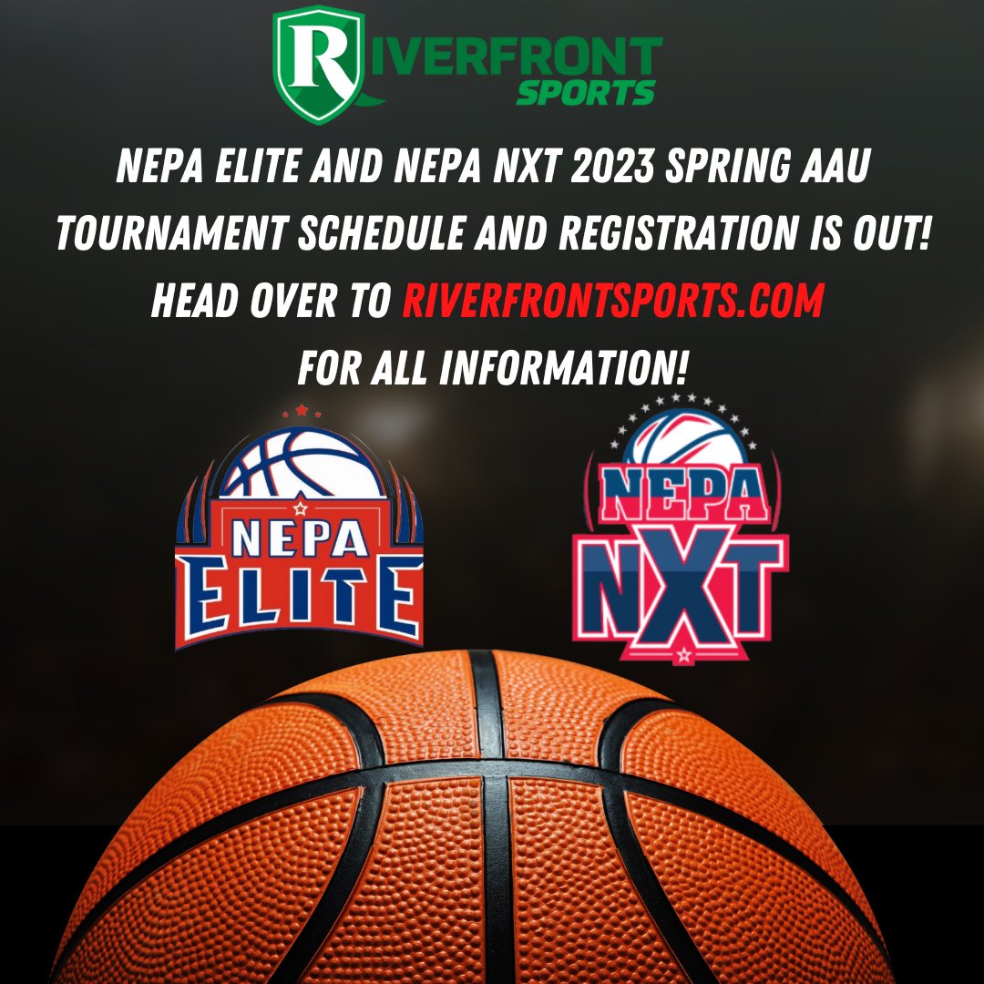 🚨🚨🚨🚨🚨🚨🚨
NEPA Elite &amp; NEPA NXT Spring 2023 AAU Basketball tournament schedule &amp; registration is OPEN!🏀

🚨Click here for ALL INFORMATION: riverfrontsports.com/basketball-tou…