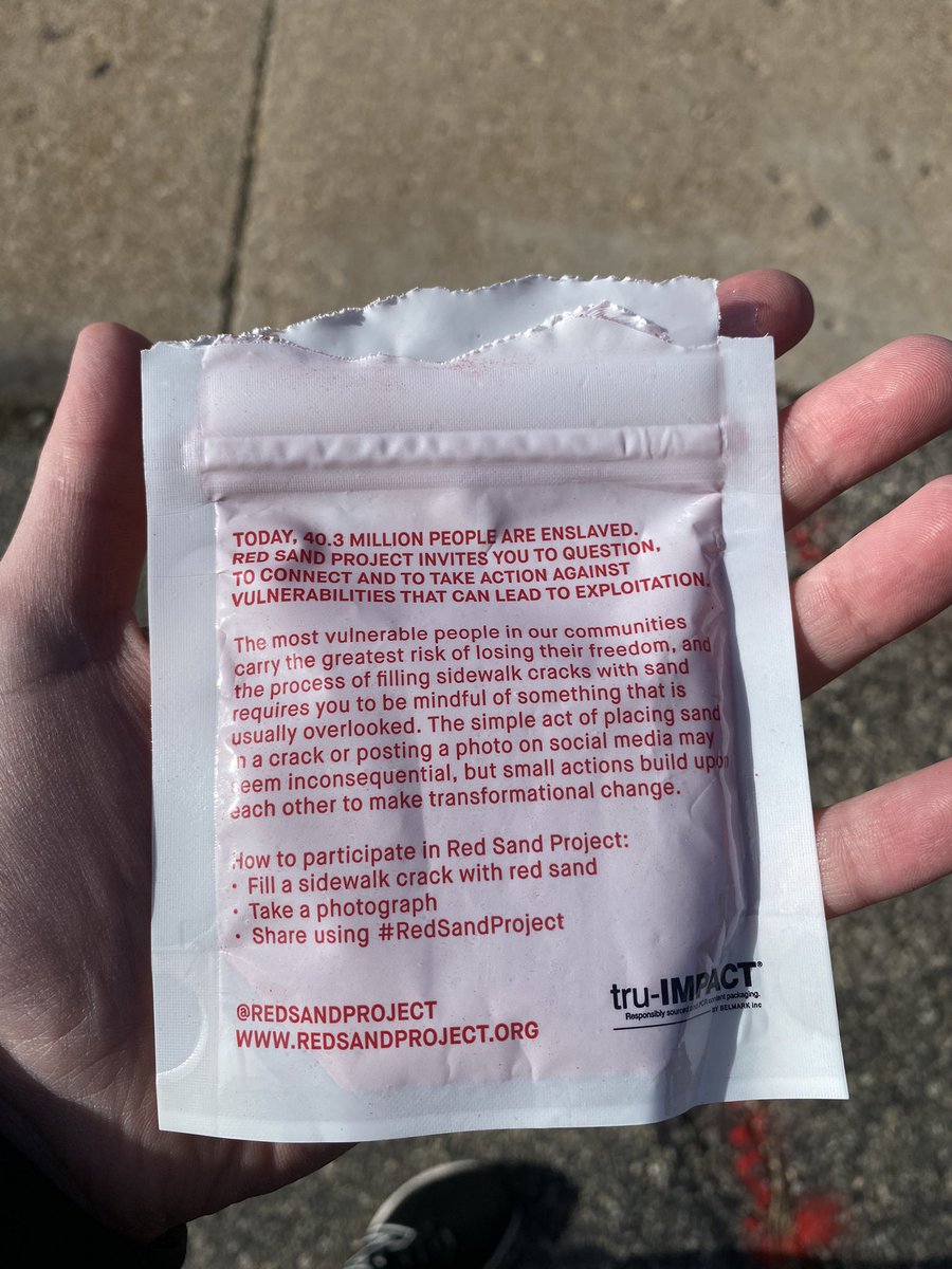 Our local CASA office (@casascmo25) participated in @RedSandProject for #HumanTraffickingAwarenessMonth 

“..the process of filling sidewalk cracks with sand requires you to be mindful of something that is usually overlooked”
@NationalCASAGAL #RedSandProject