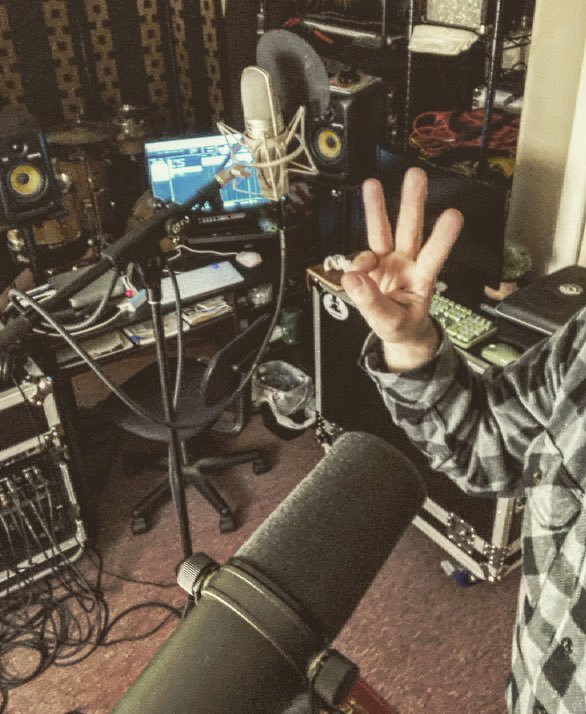 Ontologics's tweet photo. Tracking vocals today on song three for LP IV! Pretty sure the mailman just got a sneak peek. #MrYellStuff #Dungeon https://t.co/B20ePhb5S4