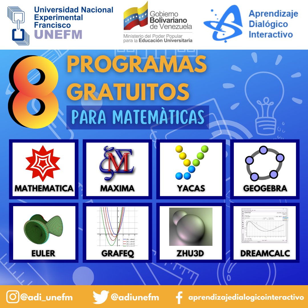 ¿Eres estudiante de ingeniería o de educación en matemática mención informática? Entonces, tienes que conocer estos programas gratuitos que te serán muy utiles

#herramientaseducativas #matemática #software
