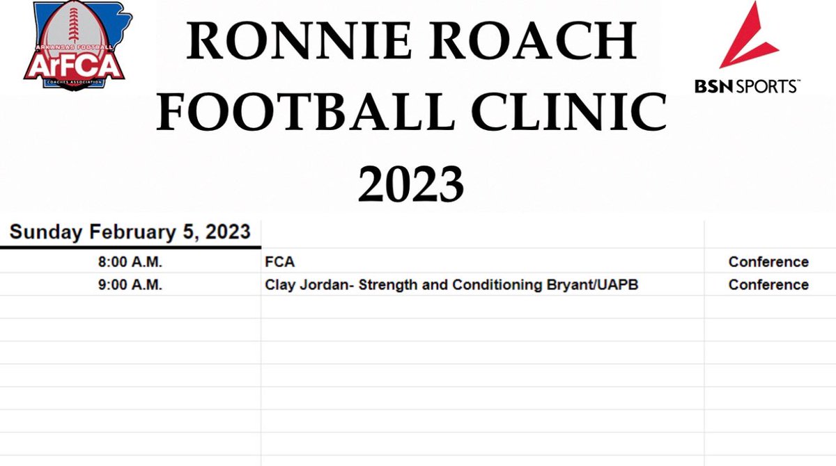 🚨Schedule is Set!🚨 Here is our FULL speakers schedule for #RRFBClinic 2023. We look forward to welcoming 1,000+ coaches again this year - make sure you and your staff signed up ASAP, there are few rooms left!