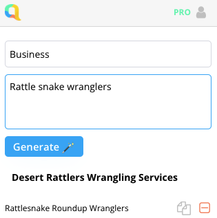 slopdept's tweet photo. Stuck on naming your new business/book/child? Let Quickie ai's namer applet do the heavy lifting for you. #QuickieAi #NameGenerator #AITools #BrandNaming #BusinessNaming https://t.co/cX61MdfsER https://t.co/apItYiaKht