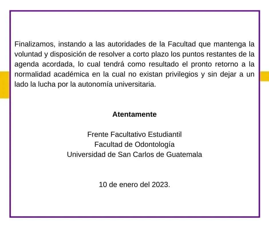 Comite_Odonto's tweet photo. El Frente Facultativo Estudiantil de la Universidad de San Carlos de Guatemala a la comunidad universitaria y a la población en general hace saber: https://t.co/IbfRx5JBGz