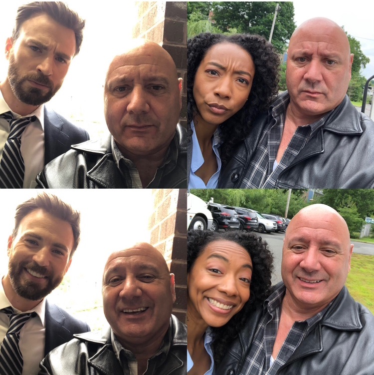 With 2 of the kindest actors: @ChrisEvans and #BettyGabriel having some fun between shooting scenes on #DefendingJacob @AppleTVPlus #ChrisEvans @AppleTV @jaedenmartell #MichelleDockery and #CherryJones also included in kindest actor’s category