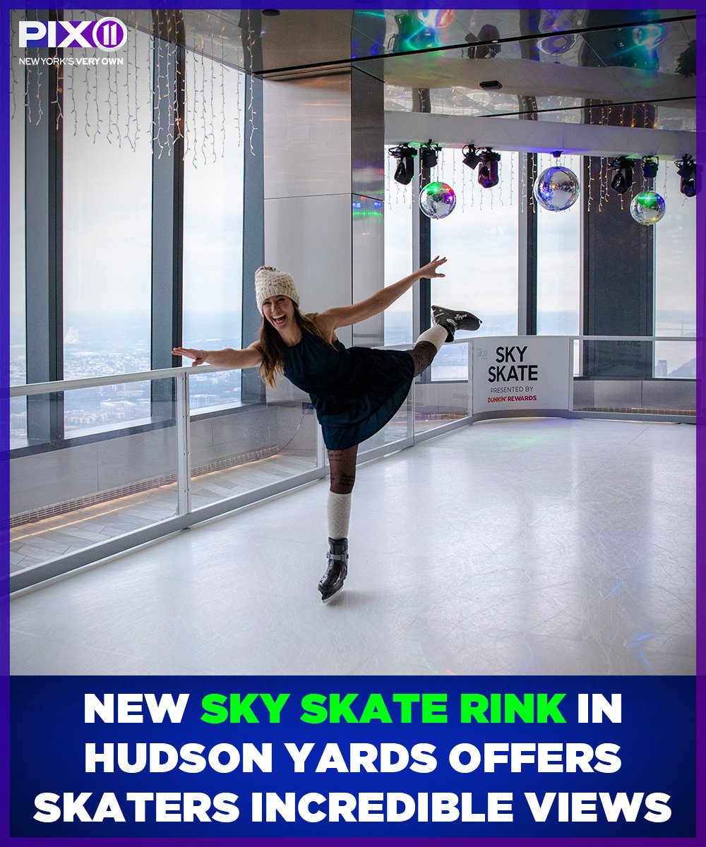 PIX11News's tweet photo. Sky Skate, a new skating rink, opened today in the indoor portion of the skydeck at Edge at 30 Hudson Yards.

Edge is the highest outdoor skydeck in the Western Hemisphere, and skaters can expect an amazing view from the 1,024-square-foot rink.

Tell us: Would you skate here? ⛸ https://t.co/00vTiBR4xL