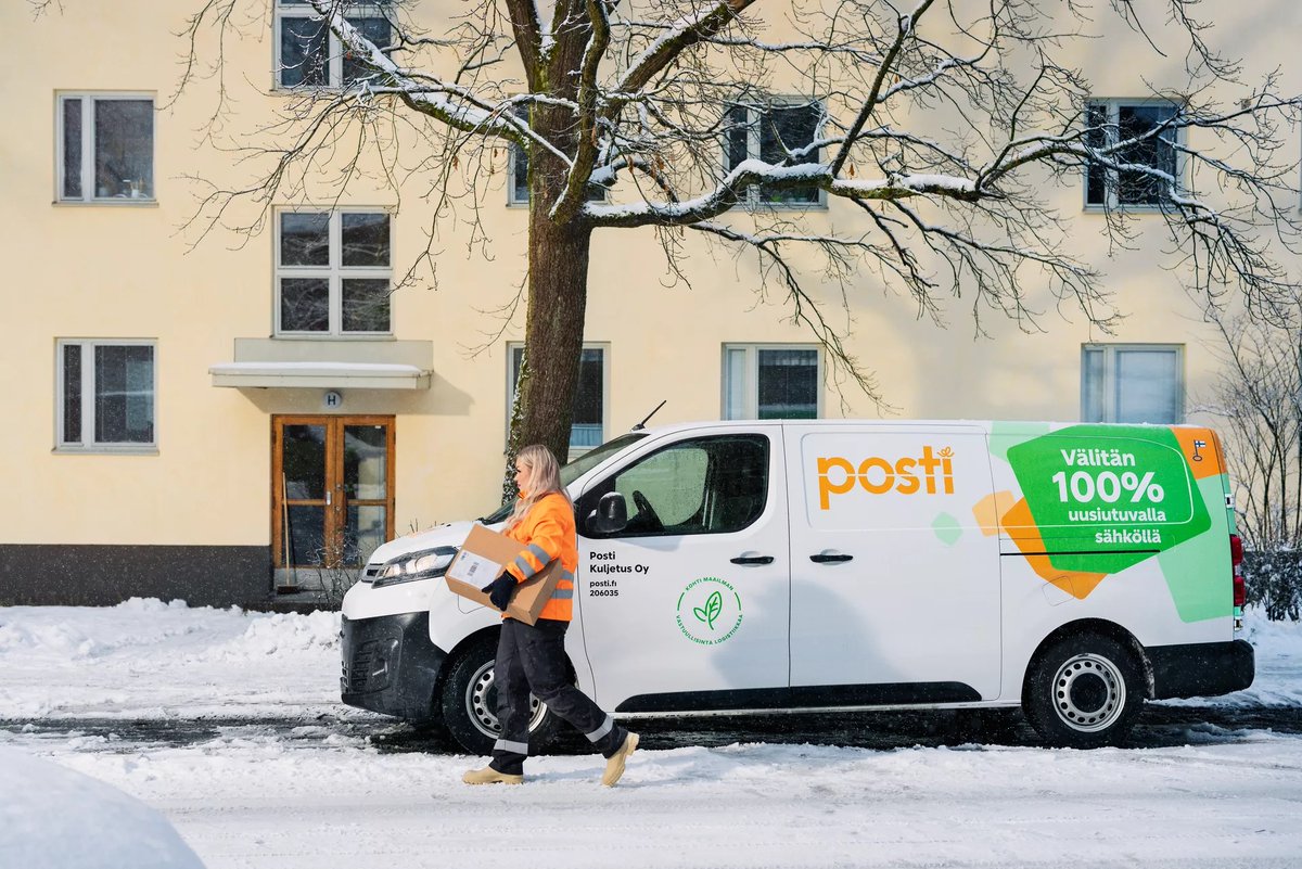 UPU_UN's tweet photo. More electric vehicles in use by @Postigroup in Turku, Tampere, Espoo & Vantaa.
In 2022, Posti announced a clean vehicle roadmap, including a plan to introduce thousands of new #electric, biogas & hydrogen vehicles in the next 8 years: https://t.co/xj8EHt8rzl
#PostForPlanet https://t.co/ASpguO1Izc