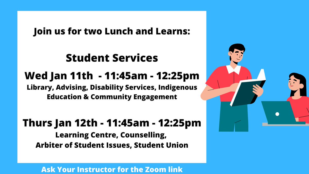 vccesl's tweet photo. Join us for two lunch and learns this week about all the student services available at @myVCC 
Ask your instructor for the Zoom link! https://t.co/jhia2xLSiR