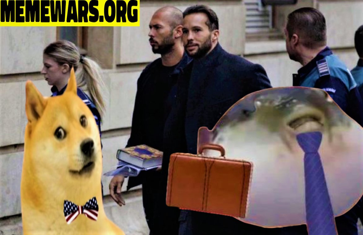 MemerHelp's tweet photo. .@cobratate and @TateTheTalisman walking into a Romanian court with their lawyers by their side 

#AndrewTate #TristanTate #AndrewTatearrested #Doge #PufferLawyerFish #AttorneysAtLaw #TheMatrix #DramaAlert #memewarsorg https://t.co/95uACGy8NQ