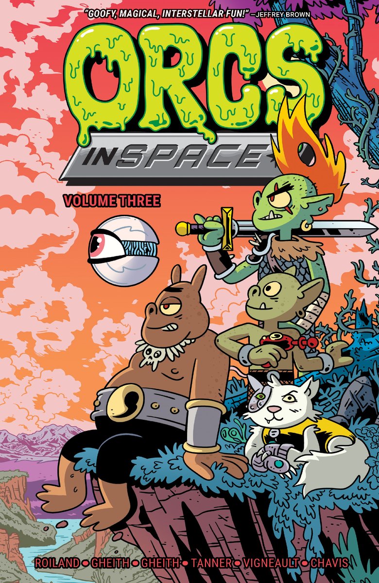 OniPress's tweet image. It’s the mayhem-packed finale of @JustinRoiland, @MikeIsErnie #RashadGheith #AbedGheith &amp;amp; #FrançoisVigneault’s ORCS IN SPACE! On February 22, find the orcs on a quest to save their world. If they fail, this is the end of orc civilization! And that's probably bad...right?