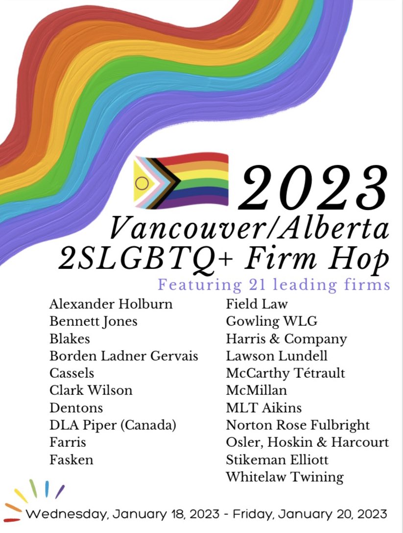 Firm Hop Alert!! 🚨 

The dress code for all 2SLGBTQ+ Firm Hop events will be business casual.
Capacity is limited and registration is on a first come basis. Please register by Saturday, January 14, 2023 using the following link: docs.google.com/forms/d/e/1FAI….
