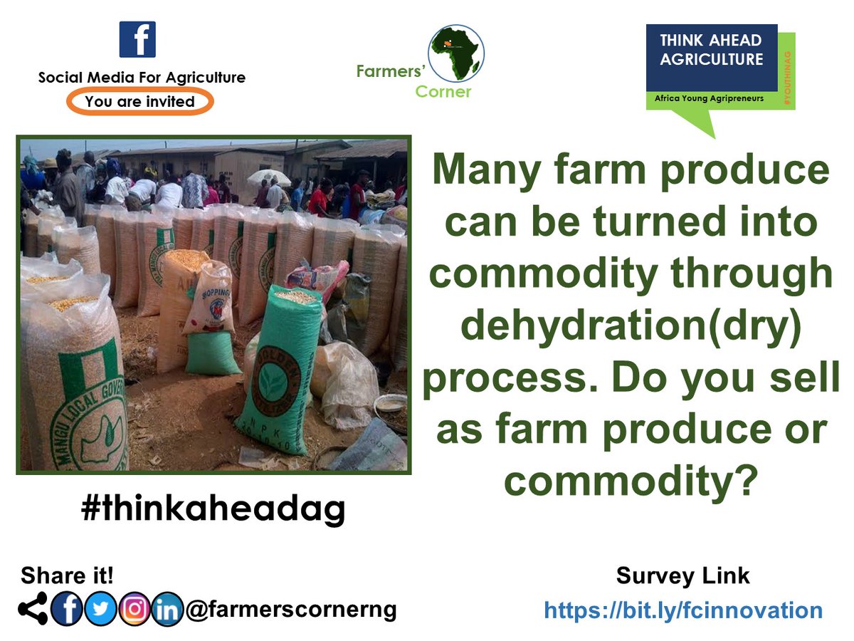 Do you sell as farm produce or as commodity?

#farmproduce #farmoutput #commodity #food #foodtrade #commoditytrade #farmers #farms #africanfarmers #thinkaheadag #farmerscornerng