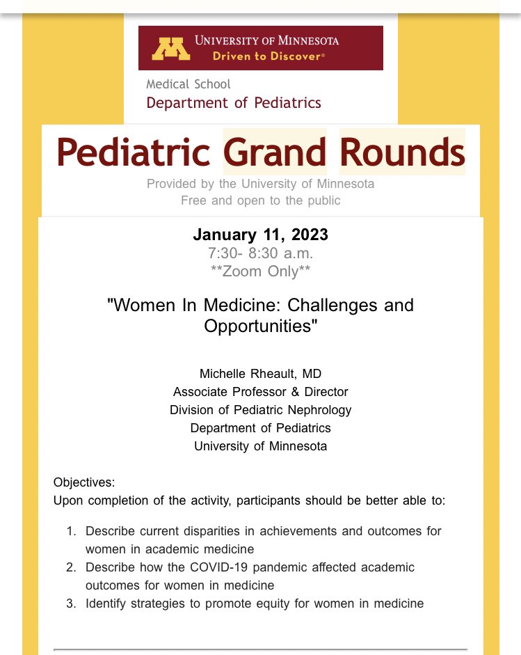 Join me for Grand Rounds <a href="/UMNPeds/">UMN Pediatrics</a> tomorrow! med.umn.edu/pediatrics/ped…
