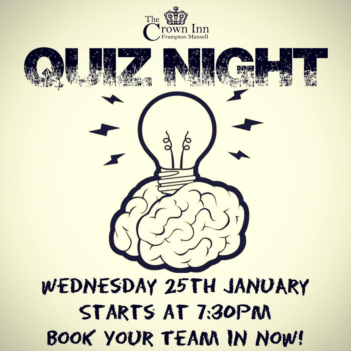 BOOK YOUR TEAM IN NOW!!
CALL 01285 760601

#bakckonceagain #quiz #quiznight #playyourcardsright #wincashprizes #mealfor4 #wine #localbeer #greatnightout