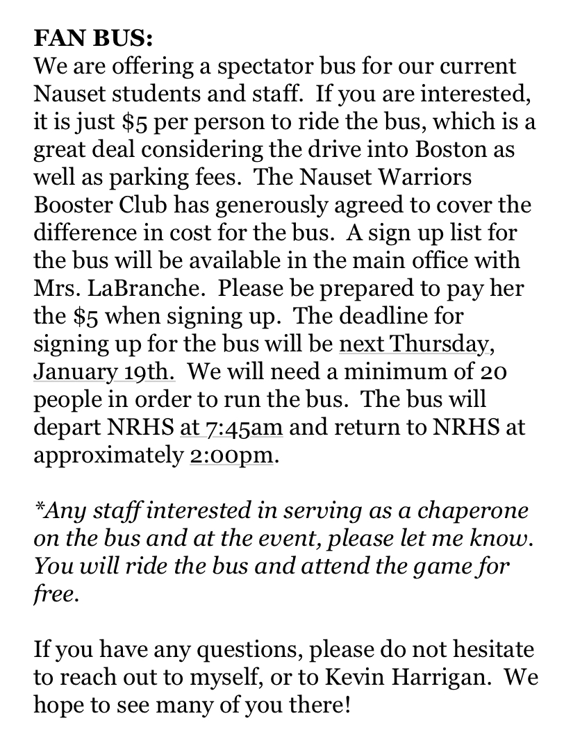 Boys Basketball takes on Cape Cod Academy next Saturday, January 21st @ 10:30AM at TD GARDEN!  See event details below! <a href="/NausetHoops/">Nauset Boys Basketball</a> <a href="/NausetATC/">NRHSathletictraining</a> <a href="/NausetHS/">Nauset Regional High School- Maximizing Potential</a> <a href="/14nwbc/">Nauset Warr Boosters</a> <a href="/NausetGirlsHoop/">NausetGirlsBasketball</a>