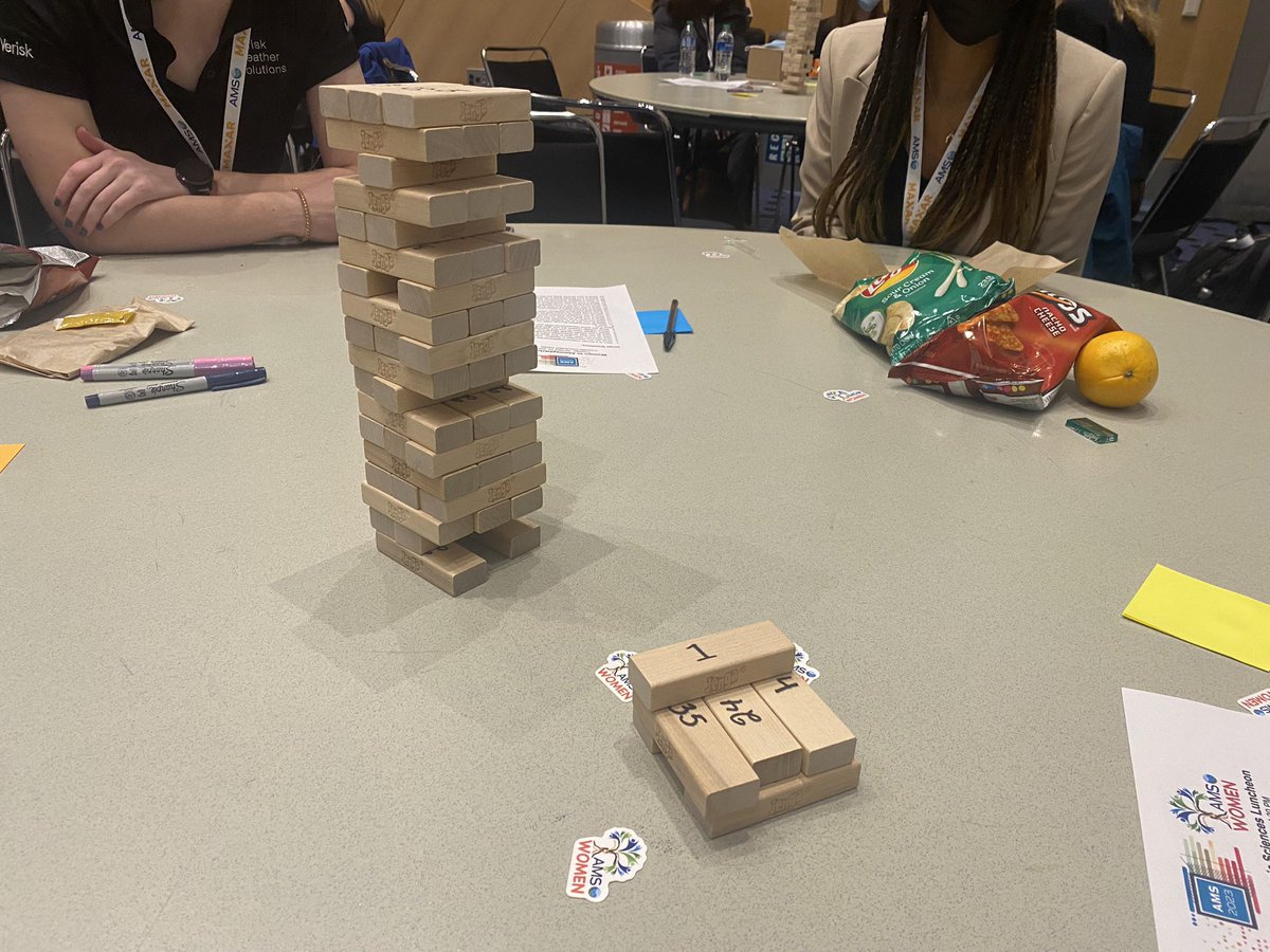 climatewmargs's tweet photo. Working on our Jenga skills and getting to know each other! #AMSWomen #AMS2023 https://t.co/3CpllPaAz7